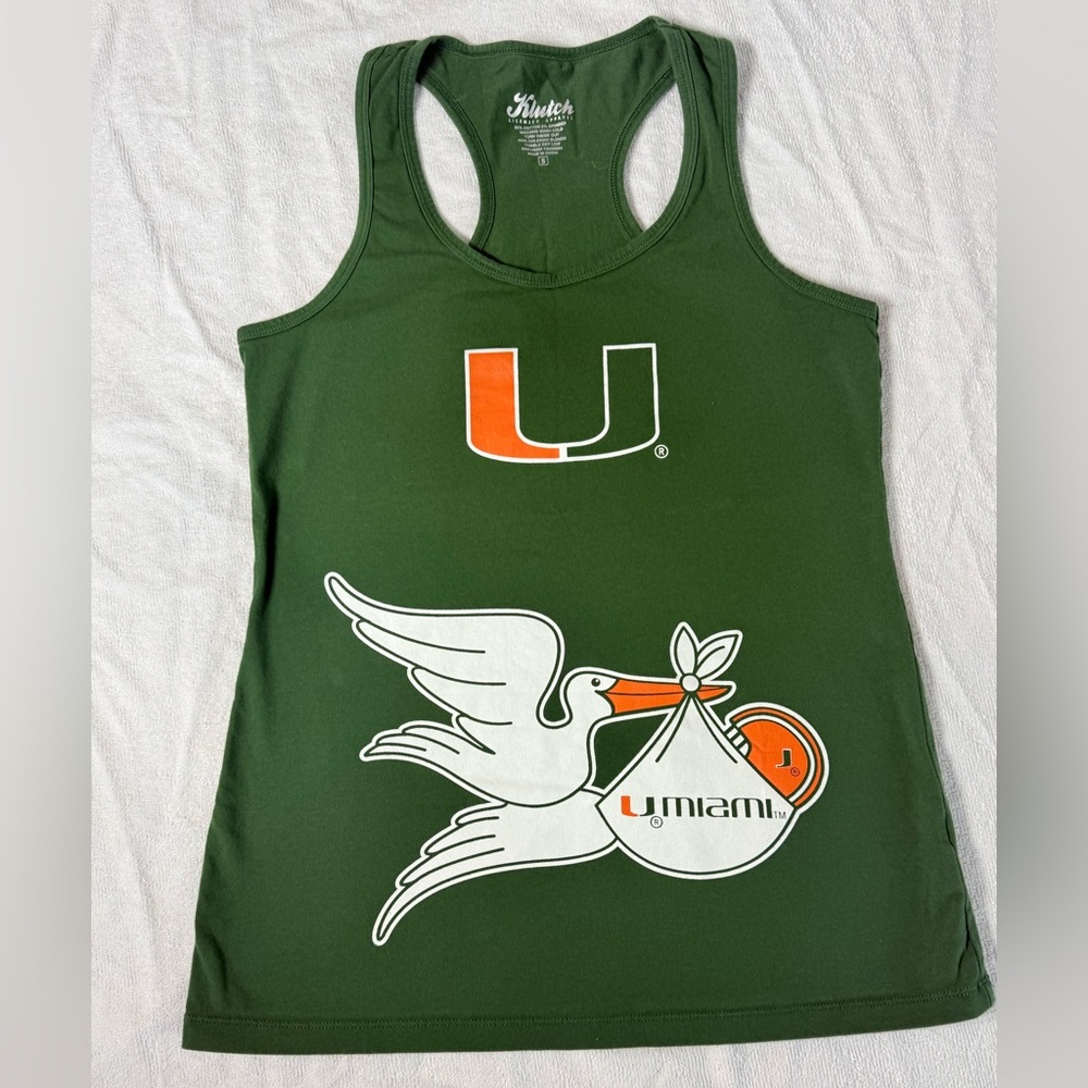 Klutch  Apparel University Of Miami Womens Tank Top Size Small‎ Green NWOT